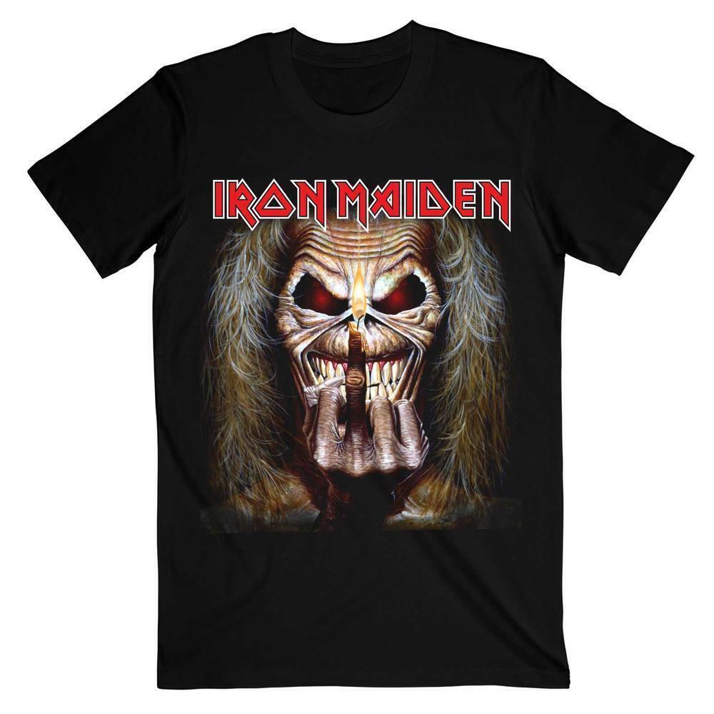 Iron Maiden Unisex T Shirt Eddie Candle Finger
